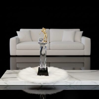 Apex Gold Golfer Crystal Trophy Décor