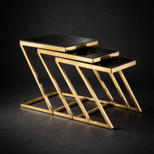 Alternative view of Z-Line Nesting Tables – Gold Stainless Edition