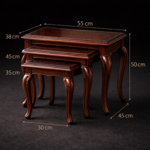 Alternative view of Imperial Nesting Tables – Handcrafted Red Beech & Bubinga Veneer