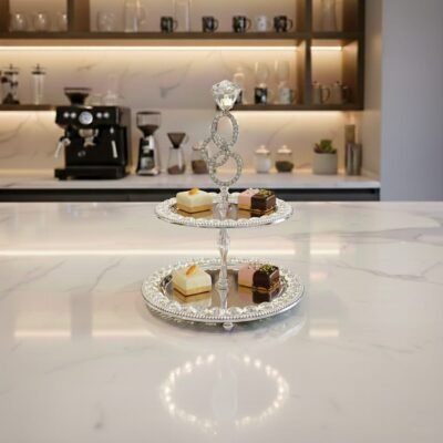 Crystal Two-Tier Serving Stand