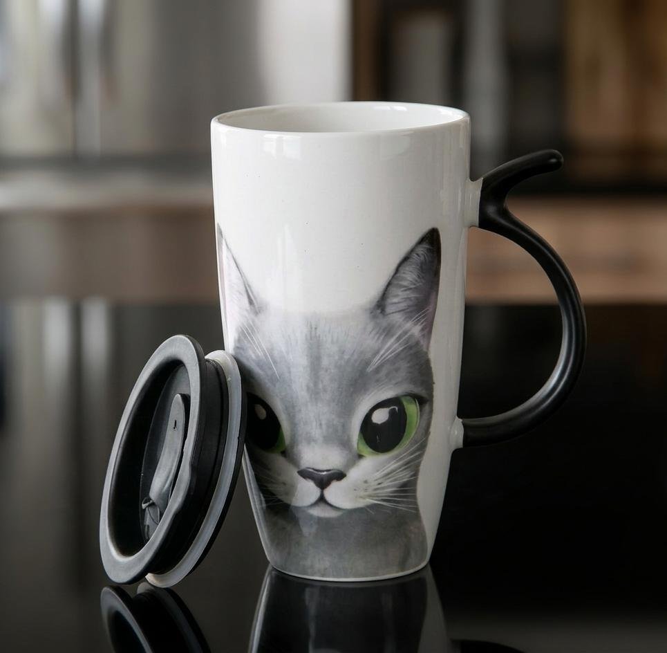 1 Porcelain Mug 1 Lid - Image 3