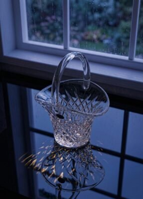 1 Large Bohemian Crystal Basket